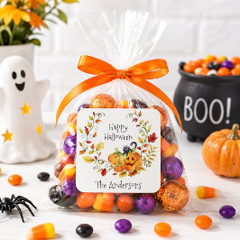 ハッピーハロウィン カボチャ 黒猫 キッズ キャンディ お菓子 配布用 スクエアシール