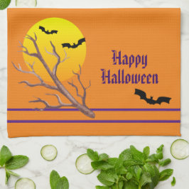 ハッピーハロウィン・コウモリと月 キッチンタオル