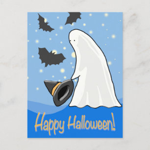 ハッピーハロウィン ゴーストとコウモリ シーズンポストカード