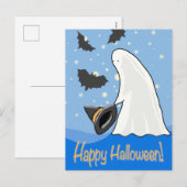ハッピーハロウィン ゴーストとコウモリ シーズンポストカード (正面/裏面)