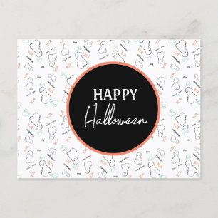 ハッピーハロウィン ゴースト キャンディー 手書き文字 落書き ポストカード