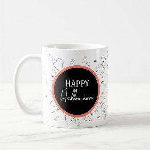 ハッピーハロウィン ゴースト キャンディ 手描き文字 ドゥードル コーヒーマグカップ