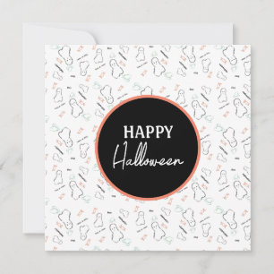 ハッピーハロウィン ゴースト キャンディ 手書き風 ドゥードル カード