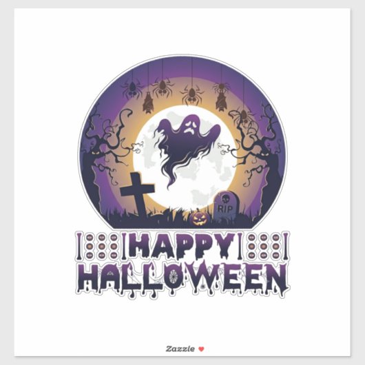 ハッピーハロウィン ゴースト コウモリ クモ_1 シール (シート)