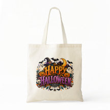 ハッピーハロウィン ゴースト スカル カボチャ トートバッグ