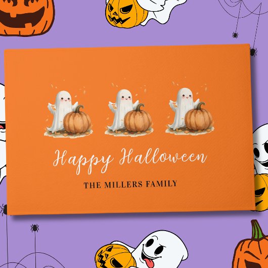 ハッピーハロウィン ゴースト パンプキン ドアマット