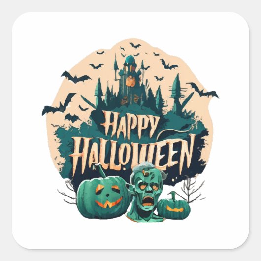 ハッピーハロウィン スクエアシール (正面)