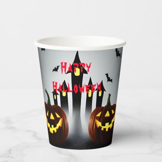 ハッピーハロウィン スケアリーなジャックオーランタン 紙コップ (正面)