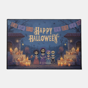ハッピーハロウィン スケルトン キッズ トリック・オア・トリート ドアマット