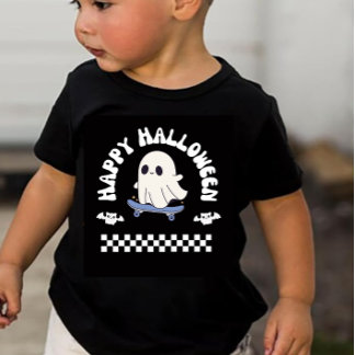 ハッピーハロウィン スケーター おばけ こども服 トッドラー ボーイ ベビーTシャツ