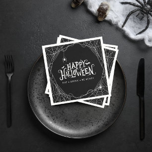 ハッピーハロウィン　スパイダーウェブ　食べて飲んで怖がろう スタンダードカクテルナプキン