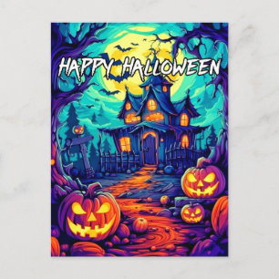 ハッピーハロウィン スプーキー ハウンテッドハウス ポストカード