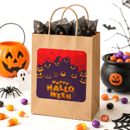 ハッピーハロウィン スプーキー パンプキン キッズ パーティーグッズ スクエアシール