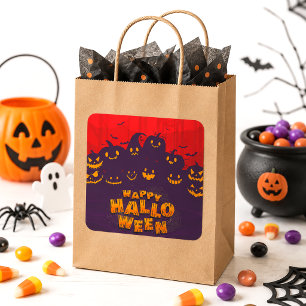 ハッピーハロウィン スプーキー パンプキン キッズ パーティーグッズ スクエアシール