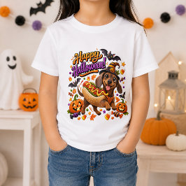 ハッピーハロウィン ダックスフント ホットドッグ Tシャツ