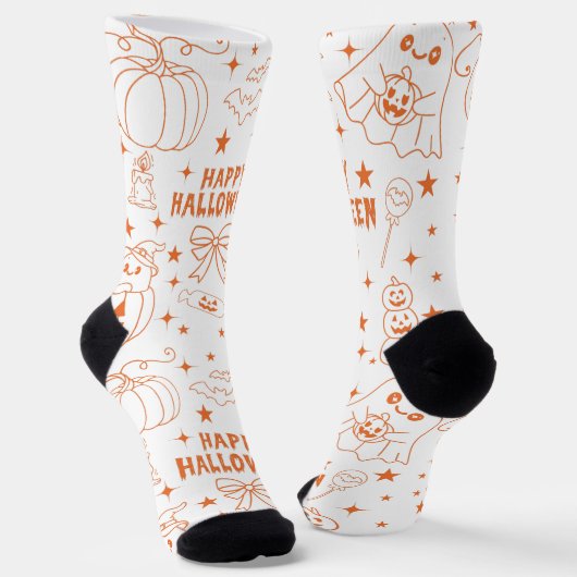 ハッピーハロウィン テキスト ソックス (傾斜あり)