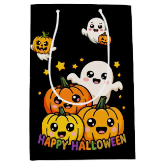 ハッピーハロウィン トリックオアトリート キャンディトートバッグ ミディアムペーパーバッグ