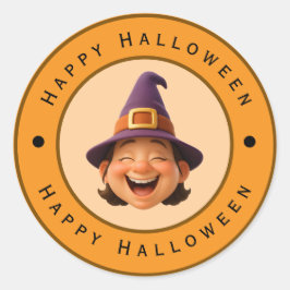 ハッピーハロウィン - ハッピーウィッチデザイン ラウンドシール
