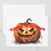 ハッピーハロウィン - ハロウィンのカボチャ シーズンカード (正面/裏面)