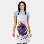 ハッピーハロウィン ハロウィン 魔女 猫 エプロン (着用した状態)