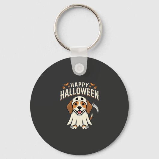 ハッピーハロウィン ビーグル犬デザイン_1 キーホルダー (正面)