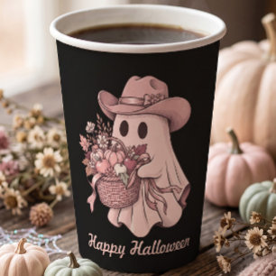 ハッピーハロウィン ピンクカウガールゴースト 紙コップ