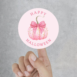 ハッピーハロウィン ピンクコケティエ ボウ パンプキン ラウンドシール