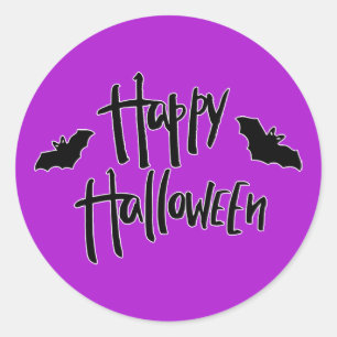 ハッピーハロウィン ブラックバット 遊び心のあるモダンパーティー ラウンドシール
