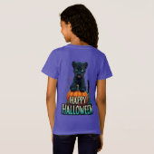 ハッピーハロウィン ブラックパンサー 子猫 Tシャツ (裏面フル)