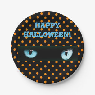 ハッピーハロウィン ブルーキャッツアイ パーティプレート ペーパープレート
