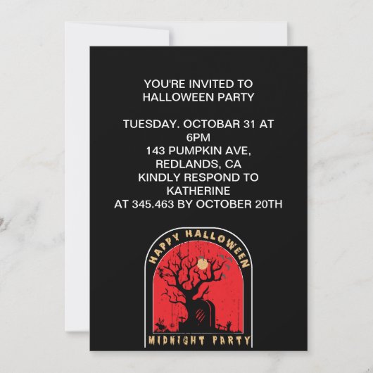 ハッピーハロウィン ミッドナイトパーティー 招待状 (正面)