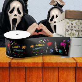 ハッピーハロウィン ラッピーポップとキャンディーパターン, ZSSG サテンリボン