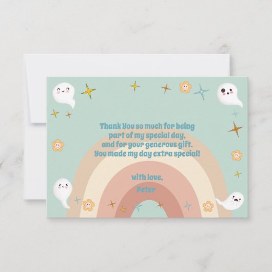 ハッピーハロウィン レトロ キッズ バースデー サンキューカード (正面)