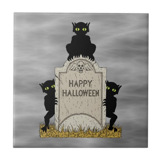 ハッピーハロウィン 三悪魔 タイル (正面)