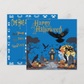 ハッピーハロウィン 不気味な墓地と怖いお墓 招待状 (正面/裏面)