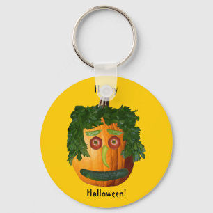 ハッピーハロウィン - 切り抜いていないかぼちゃの顔 キーホルダー