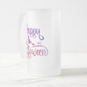 ハッピーハロウィン 勾配 飛ぶ魔女ねこ フロストグラスビールジョッキ (正面左)