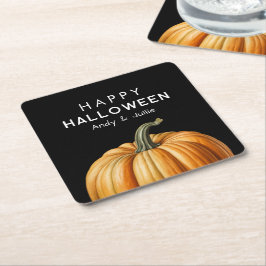 ハッピーハロウィン!大きなかぼちゃと一緒に スクエアペーパーコースター