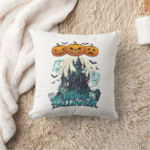 ハッピーハロウィン 幽霊のお城 カボチャ オバケ_1 クッション (ブランケット)