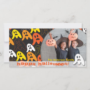 ハッピーハロウィン！怖いおばけの子供たちの写真 シーズンカード