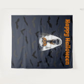 ハッピーハロウィン　怖い幽霊とカボチャ タペストリー (正面(横))