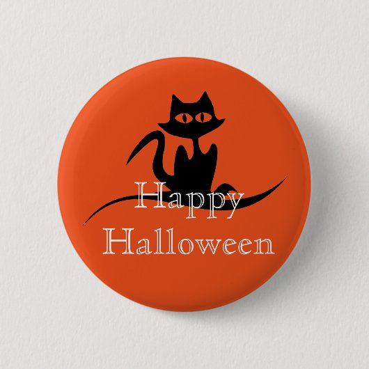 ハッピーハロウィン 怖い猫 缶バッジ (正面)