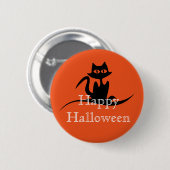 ハッピーハロウィン 怖い猫 缶バッジ (正面&裏面)