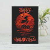 ハッピーハロウィン 怖い魔女のほうきに乗って 招待状 (スタンド正面)
