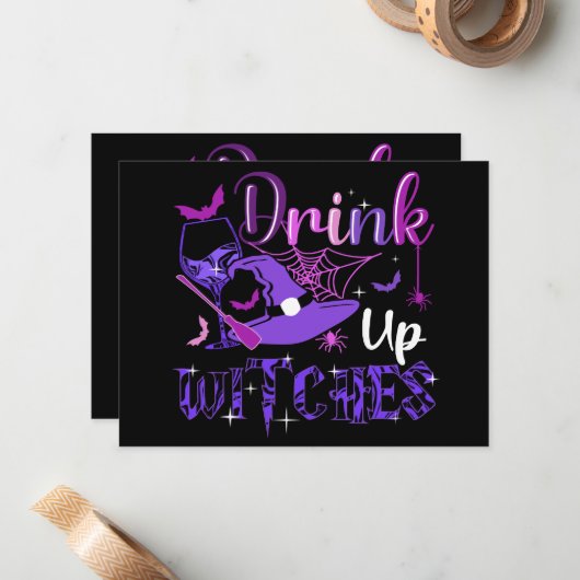 ハッピーハロウィン - 悪女たち、飲んで騒ごう ノートカード (正面/裏面インサイチュ)