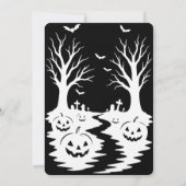 ハッピーハロウィン！愛らしい友好的なお化けとカボチャ 招待状 (裏面)