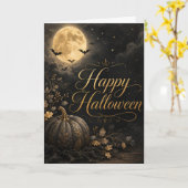 ハッピーハロウィン 月夜のかぼちゃ カード (黄色い花)