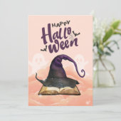 ハッピーハロウィン 水彩魔女の帽子と魔法の本 シーズンカード (スタンド正面)