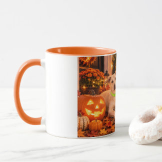 ハッピーハロウィン 犬とジャック・オ・ランタン マグカップ
