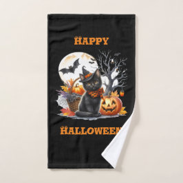 ハッピーハロウィン 猫とかぼちゃのハンドタオル ハンドタオル